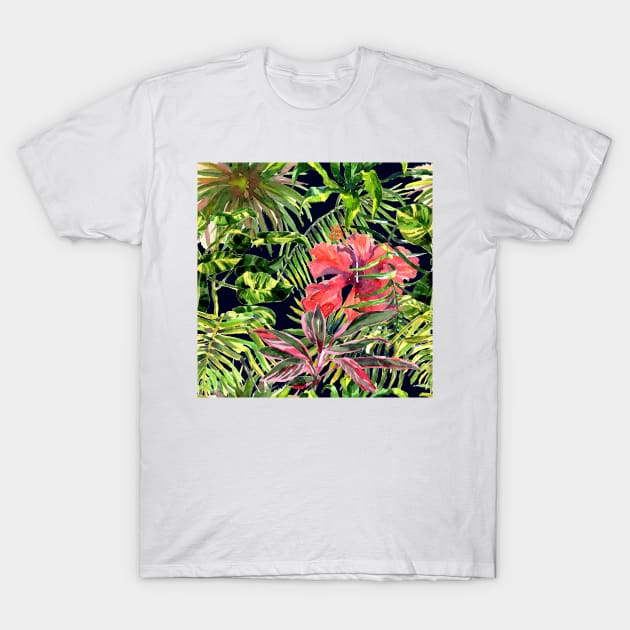 Seamless tropical flower T-Shirt by Olga Berlet